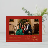 Festive But Still Fancy Photo Foil Christmas Card Folie Uitnodiging (Staand Voorkant)