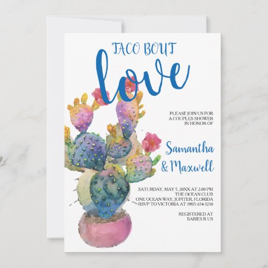 Festive Cactus Couples Shower Fiesta Kaart (Voorkant)