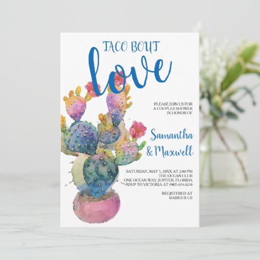 Festive Cactus Couples Shower Fiesta Kaart (Staand voorkant)