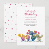 Festive Cactus Fiesta Birthday Invitation Kaart (Voorkant / Achterkant)