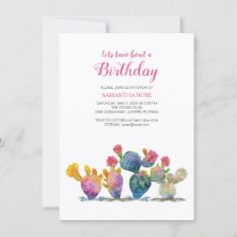 Festive Cactus Fiesta Birthday Invitation Kaart