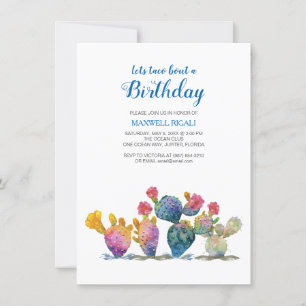 Festive Cactus Fiesta Boy Birthday Uitnodiging