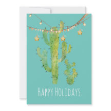 Festive Cactus Waterverf Holiday Kaart