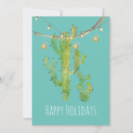 Festive Cactus Waterverf Holiday Kaart