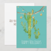 Festive Cactus Waterverf Holiday Kaart (Voorkant / Achterkant)
