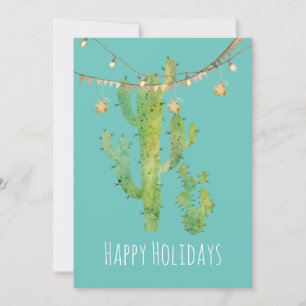 Festive Cactus Waterverf Holiday Kaart