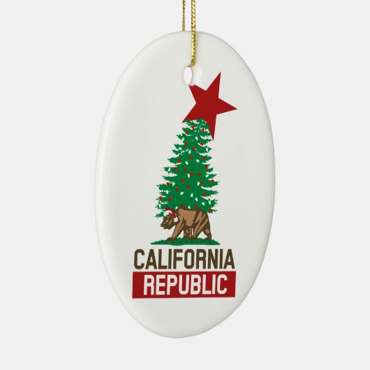 Festive California Republic for the Feestdagen Keramisch Ornament (Rechts)