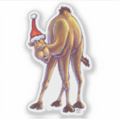 Festive Camel in Santa Hat Sticker (Voorkant)