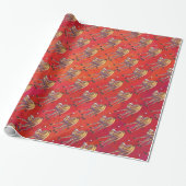 Festive Camel Pattern on Red Cadeaupapier (Uitgerold)
