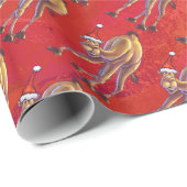 Festive Camel Pattern on Red Cadeaupapier (Rol Hoek)