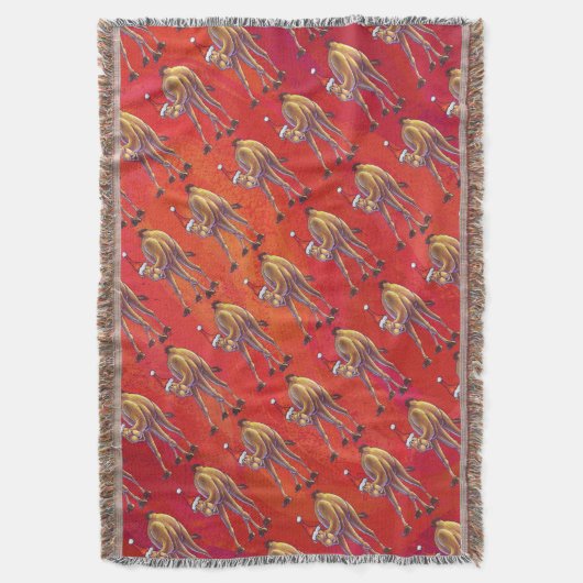Festive Camel Pattern on Red Deken (Voorkant Verticaal)