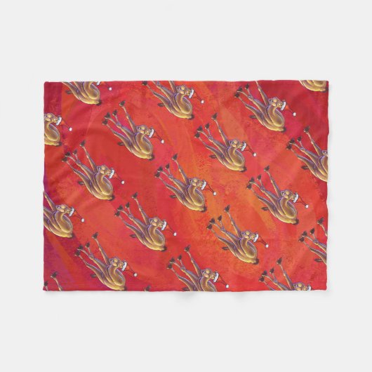Festive Camel Pattern on Red Fleece Deken (Voorkant (Horizontaal))