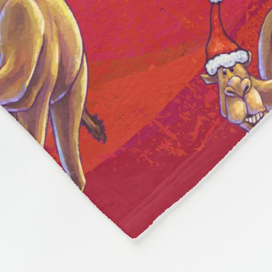 Festive Camel Pattern on Red Fleece Deken (Hoek)