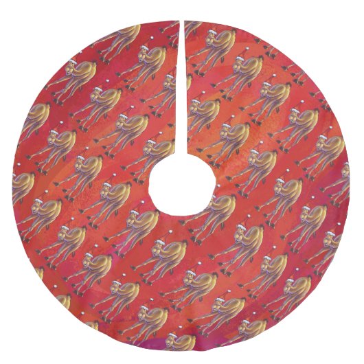 Festive Camel Pattern on Red Kerstboom Rok (Voorkant)