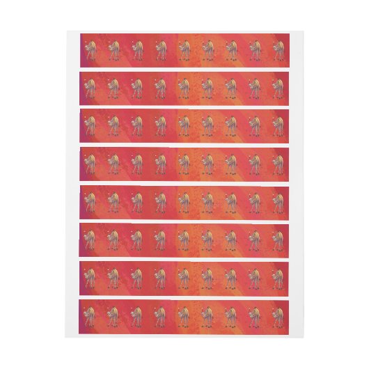 Festive Camel Pattern on Red Omwikkelbaar Adreslabel (Vel)