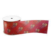 Festive Camel Pattern on Red Satijnen Lint (Spoel)