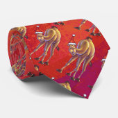 Festive Camel Pattern on Red Stropdas (Opgerold)