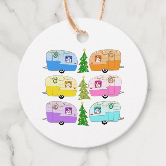 Festive Camper Trailers Retro RV's kerstcadeau Bedankjes Labels (Voorkant)
