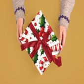 Festive Candy Cane & Holly Christmas Wrapping Pape Cadeaupapier