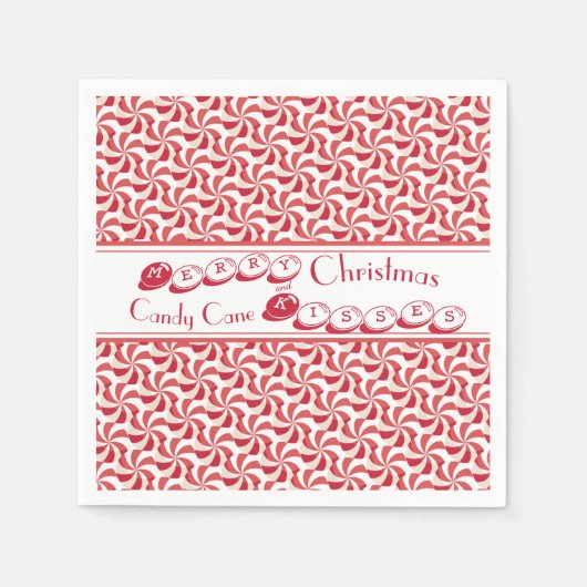 Festive Candy Cane Kisses in 3D Kerstmis Napkins Servet (Voorkant)