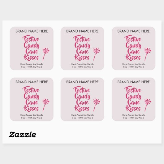 Festive Candy Cane Kisses | Modern Candle Labels (Vel)
