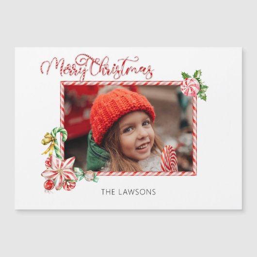 Festive Candy Cane Merry Christmas One Photo (Voorkant)