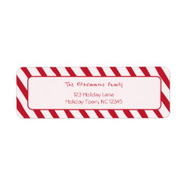Festive Candy Cane Stripe Christmas Return Address Etiket