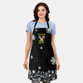 FESTIVE Candy Canes Holly met Snowflakes op BLACK Schort (Gedragen)