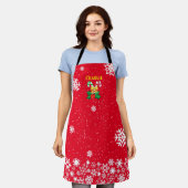 FESTIVE Candy Canes Holly met Snowflakes op RED Schort (Gedragen)