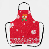 FESTIVE Candy Canes Holly met Snowflakes op RED Schort (Voorkant)