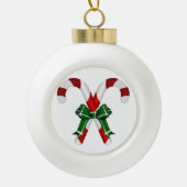 Festive Candystick Ceramic Ball Ornament (Voorkant)