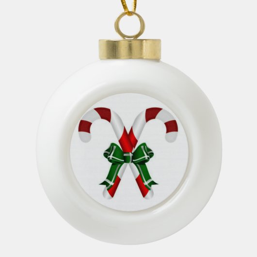 Festive Candystick Ceramic Ball Ornament (Voorkant)