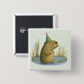 Festive Capybara Birthday Pet Button (Voorkant /achterkant)
