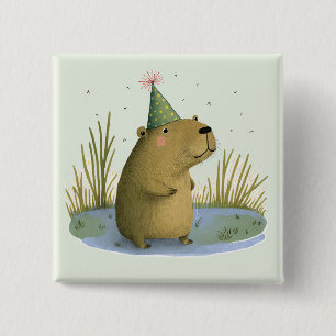 Festive Capybara Birthday Pet Button