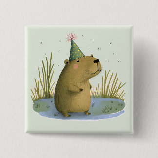 Festive Capybara Birthday Pet Button