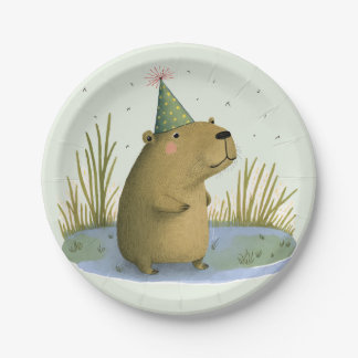 Festive Capybara Birthday Pet Paper Borden Papieren Bordje
