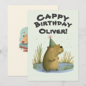 Festive Capybara Birthday Pet Wenskaart Feestdagenkaart (Voorkant / Achterkant)