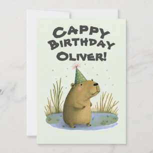 Festive Capybara Birthday Pet Wenskaart Feestdagenkaart