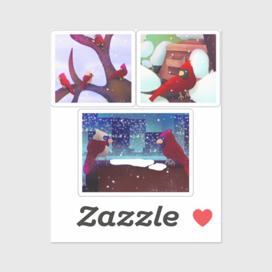 Festive Cardinal Scenes Sticker Pack (Vel)