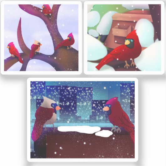 Festive Cardinal Scenes Sticker Pack (Voorkant)