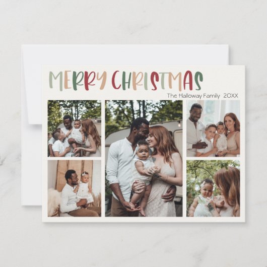 Festive Casual kleurrijke kerstfoto 5 Feestdagenkaart (Voorkant)