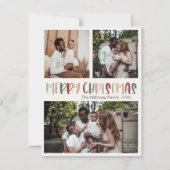 Festive Casual kleurrijke kerstgebold drie foto Feestdagenkaart (Voorkant)