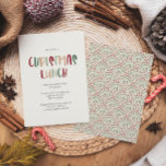 Festive Casual kleurrijke kerstlunch Kaart<br><div class="desc">Deze feestelijke casual, kleurrijke kerstlunchuitnodiging is perfect voor uw leuke, creatieve kerstlunch. Het unieke, speelse moderne lettertype in rood, boho tan en licht- en donkergroen maakt een gelukkig seizoensgebonden gevoel mogelijk. Als je de donkere winter van je geliefden wilt ophelderen met een schattige feestvreugde, dan heb je dat ding gevonden!...</div>