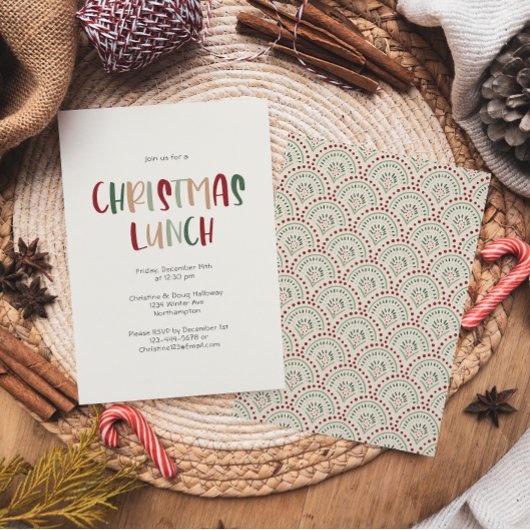 Festive Casual kleurrijke kerstlunch Kaart