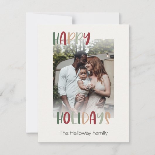 Festive Casual kleurrijke Prettige feestdagen Fade Feestdagenkaart (Voorkant)