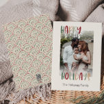 Festive Casual kleurrijke Prettige feestdagen Fade Feestdagenkaart<br><div class="desc">Deze feestelijke casual, kleurrijke prettige feestdagen fadpante fotovakantiekaart is perfect voor uw leuke, creatieve en heldere groet. Het unieke speelse moderne lettertype in rood, boho-taan, met licht en donkergroen zorgt voor een gelukkig seizoensgebonden gevoel. Als je de donkere winter van je geliefden wilt ophelderen met een schattige feestvreugde, dan heb...</div>