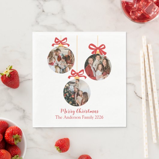 Festive Casual Merry Christmas Ornament Photo Red  Servet (Insitu)
