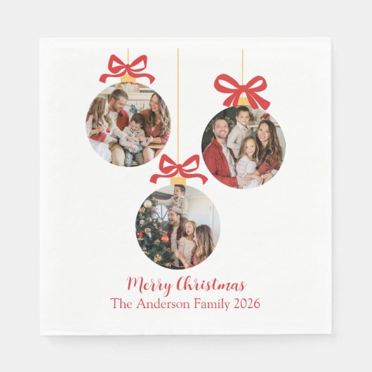 Festive Casual Merry Christmas Ornament Photo Red  Servet (Voorkant)