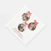 Festive Casual Merry Christmas Ornament Photo Red  Servet (Hoek)