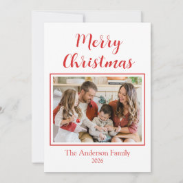 Festive Casual Merry Christmas Photo Red Card Feestdagenkaart